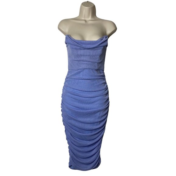 Michael Costello x REVOLVE | NWT India Midi Corset Mesh Dress Periwinkle S - Picture 3 of 10